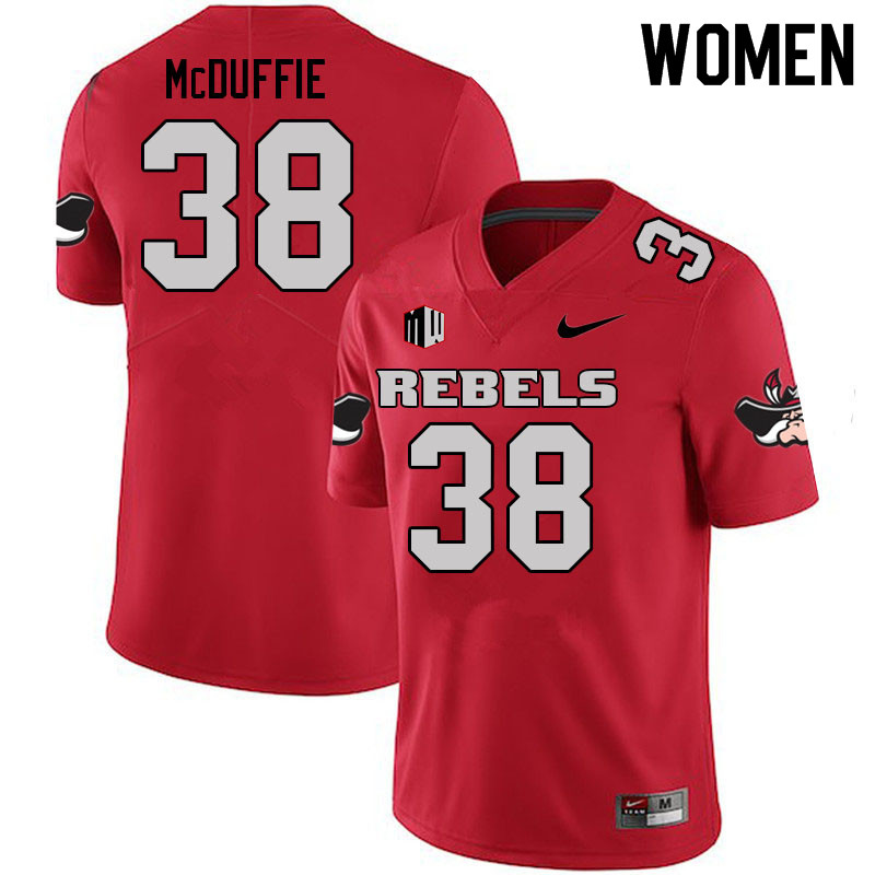 Women #38 Marsel McDuffie UNLV Rebels College Football Jerseys Sale-Scarlet - Click Image to Close